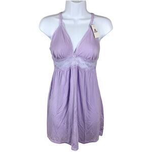 B. Tempt'd b.adorable Chemise Lingerie‎ Lavender Lace Cotton Slip NWT Women's XL